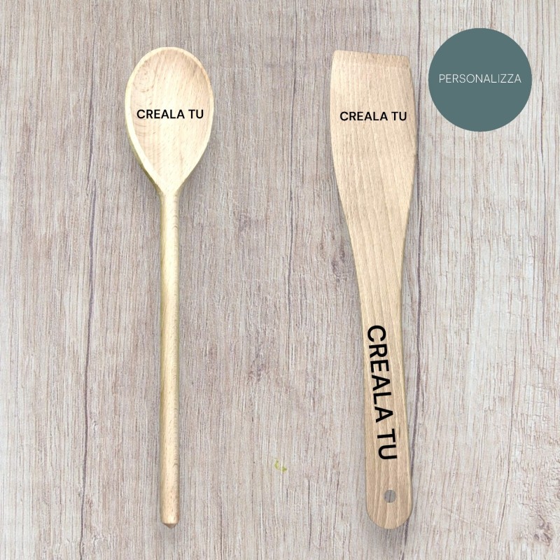 Personalised Pair of Wooden Spoons with Name/Logo