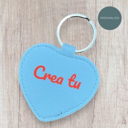 Personalised heart-shaped leather keyring with name