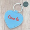 Personalised heart-shaped leather keyring with name