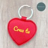 Personalised heart-shaped leather keyring with name