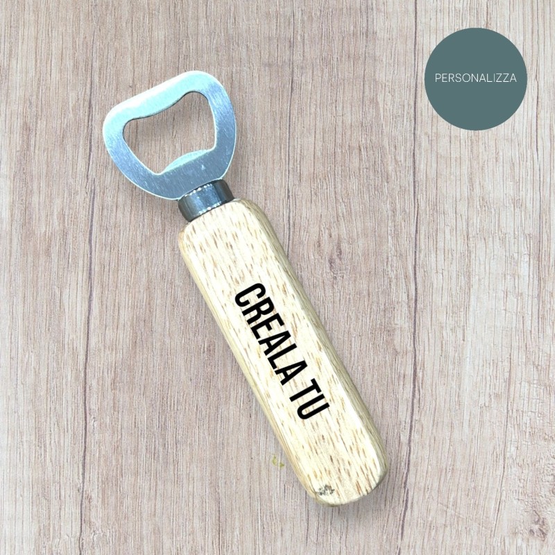 Wooden-handle bottle opener with name