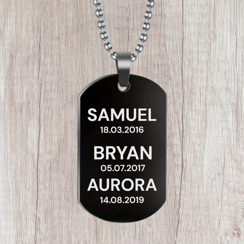 Targhetta con nomi e date di nascita