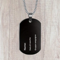 Black nameplate engraved with name and blood type | Tattà