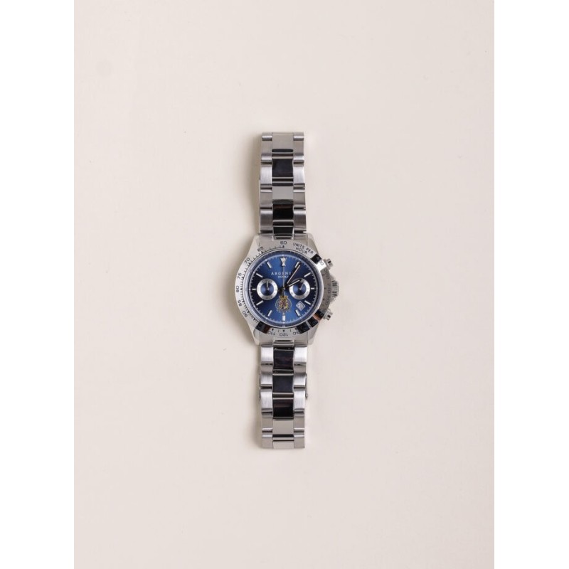 Argenio Orologio Argenio Napoli Crono blu Stemma con cinturino in acciaio