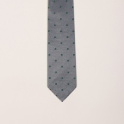 Cravatta grigio perla pois verdi Argenio Napoli tris di smeraldi e oro