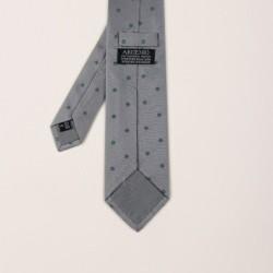 Cravatta grigio perla pois verdi Argenio Napoli tris di smeraldi e oro