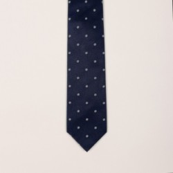 Cravatta seta blu pois grigio Argenio Napoli tris Diamante e Zaffiri su oro bianco