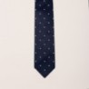 Cravatta seta blu pois grigio Argenio Napoli tris Diamante e Zaffiri su oro bianco