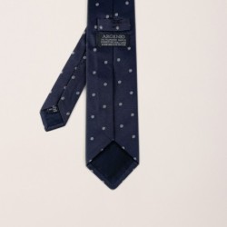 Cravatta seta blu pois grigio Argenio Napoli tris Diamante e Zaffiri su oro bianco