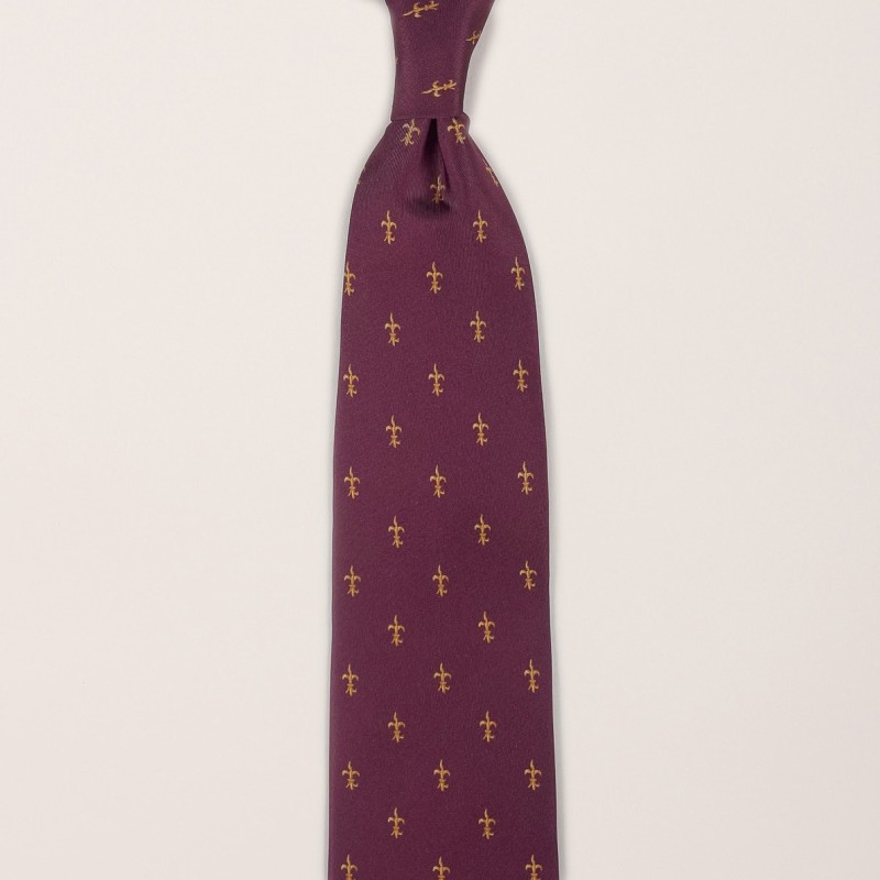 Cravatta seta bordeaux Argenio Napoli gigli oro