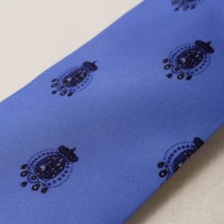 Cravatta seta celeste Argenio Napoli Stemmi Regno due Sicilie blu