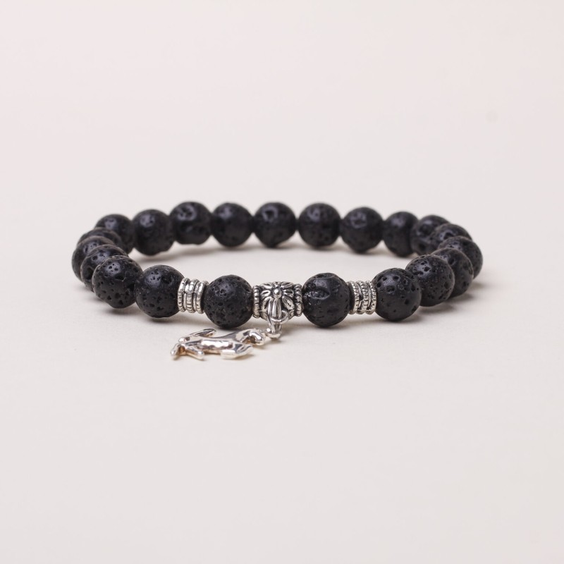 Bracciale in pietra lavica Cavallo Ferrari in argento