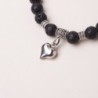 Bracciale in pietra lavica cuore in argento