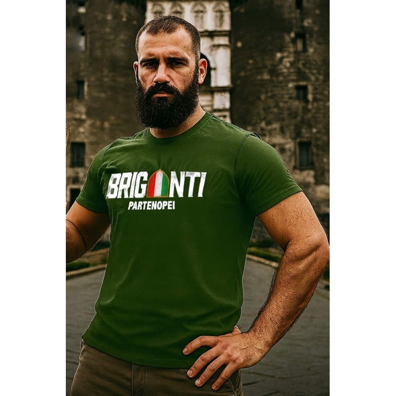 Briganti Partenopei Kombat, T-Shirt Unisex T-Shirt verde militare Briganti Partenopei Kombat, T-Shirt Unisex T-Shirt verde militare