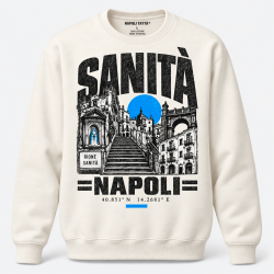 Felpa girocollo crema Sanità Napoli, collezione Quarters 2026 di Napoli Tattà®