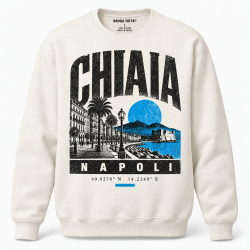 Felpa girocollo crema Chiaia Napoli, collezione Quarters 2026 di Napoli Tattà®