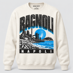 Felpa girocollo crema Bagnoli Napoli, collezione Quarters 2026 di Napoli Tattà®