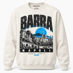 Felpa girocollo crema Barra Napoli, collezione Quarters 2026 di Napoli Tattà®