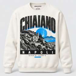 Felpa girocollo crema Chiaiano Napoli, collezione Quarters 2026 di Napoli Tattà®