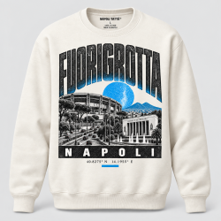 Felpa girocollo crema Fuorigrotta Napoli, collezione Quarters 2026 di Napoli Tattà®