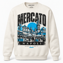 Felpa girocollo crema Mercato Napoli, collezione Quarters 2026 di Napoli Tattà®