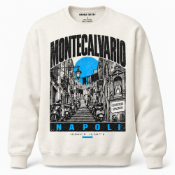 Felpa girocollo crema Montecalvario Napoli, collezione Quarters 2026 di Napoli Tattà®