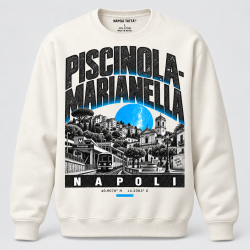 Felpa girocollo crema Piscinola-Marianella Napoli, collezione Quarters 2026 di Napoli Tattà®