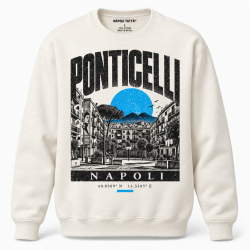 Felpa girocollo crema Ponticelli Napoli, collezione Quarters 2026 di Napoli Tattà®