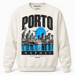 Felpa girocollo crema Porto Napoli, collezione Quarters 2026 di Napoli Tattà®