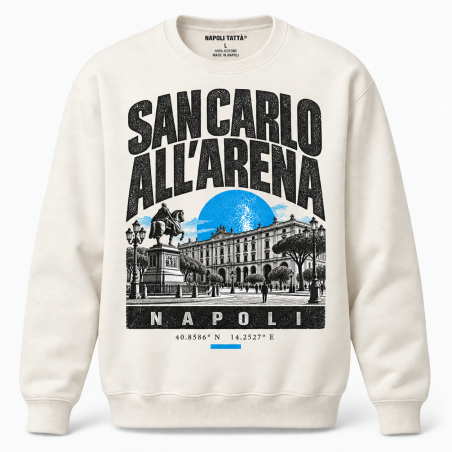 Felpa girocollo crema San Carlo all'Arena Napoli, collezione Quarters 2026 di Napoli Tattà®
