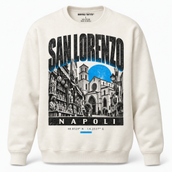 Felpa girocollo crema San Lorenzo Napoli, collezione Quarters 2026 di Napoli Tattà®