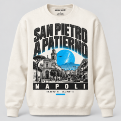Felpa girocollo crema San Pietro a Patierno Napoli, collezione Quarters 2026 di Napoli Tattà®