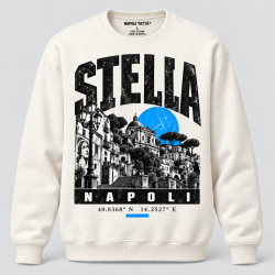 Felpa girocollo crema Stella Napoli, collezione Quarters 2026 di Napoli Tattà®