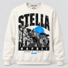 Felpa girocollo crema Stella Napoli, collezione Quarters 2026 di Napoli Tattà®