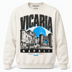 Felpa girocollo crema Vicaria Napoli, collezione Quarters 2026 di Napoli Tattà®