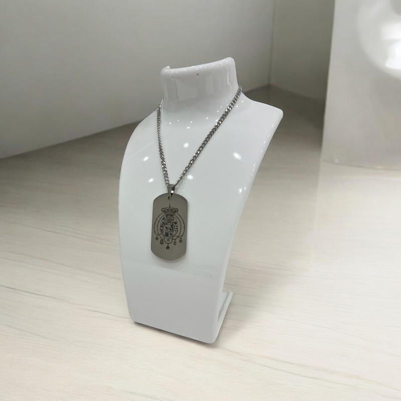 Collana in acciaio inossidabile con placchetta Regno delle Due Sicilie